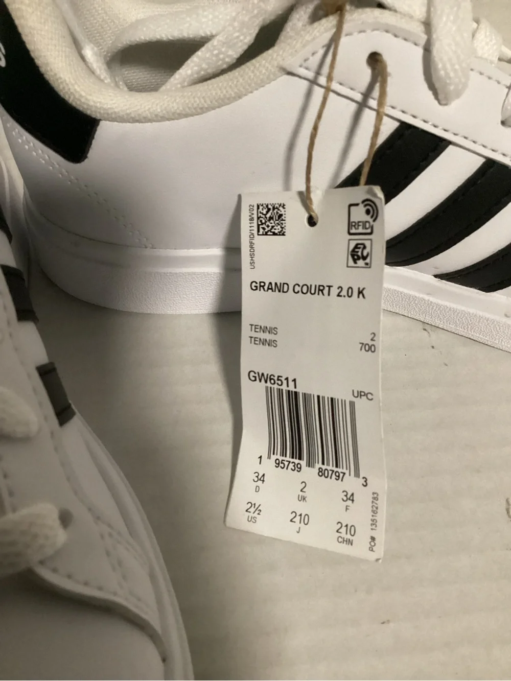 adidas White Sneakers with Black Stripes Kids